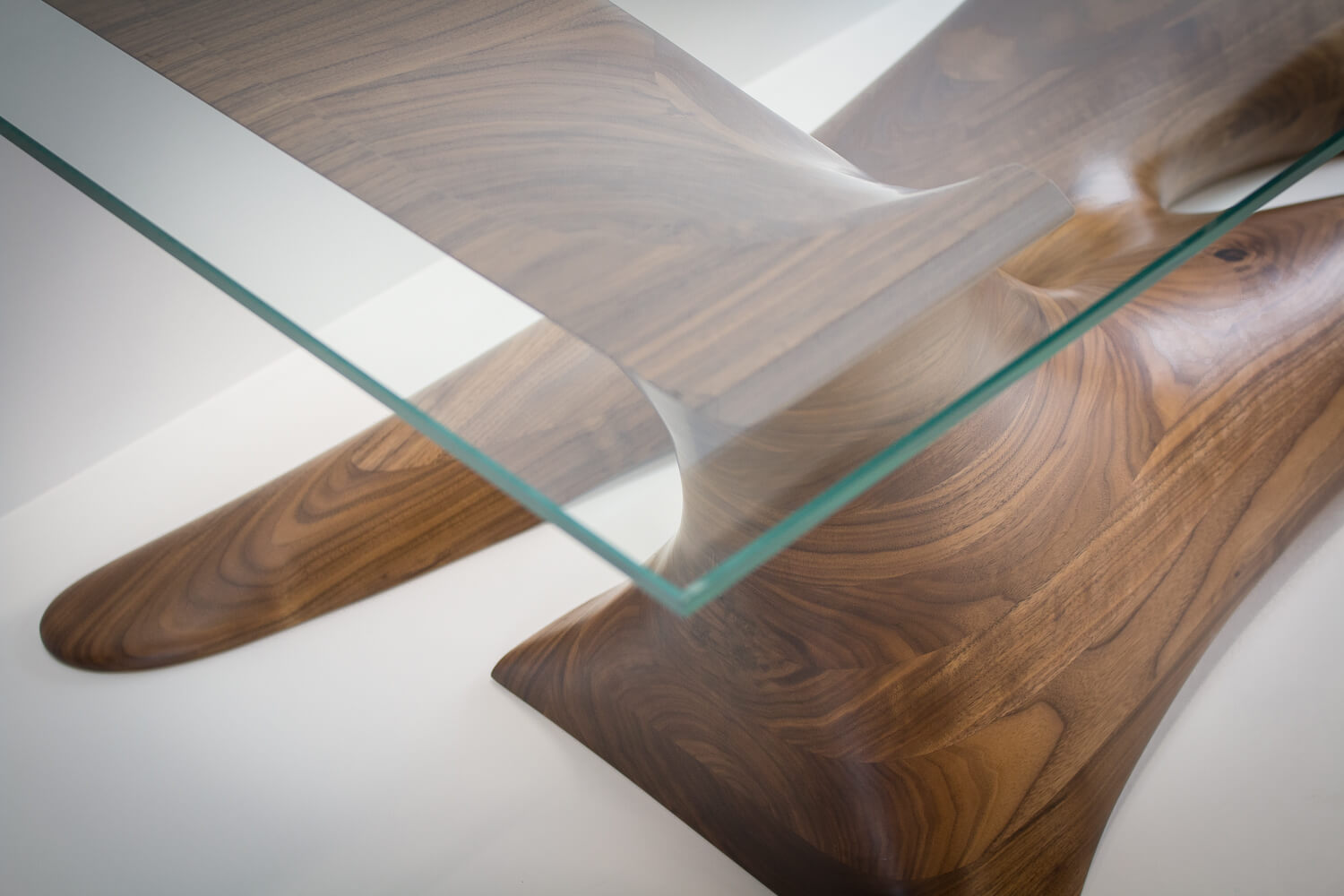 Walnut furniture glass top Pedulla Studio