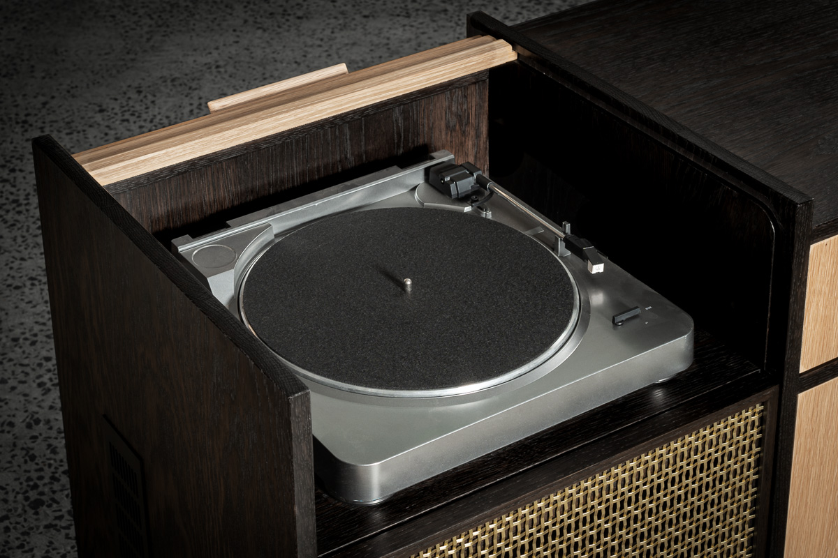 Black Oak Record Cabinet Record Player