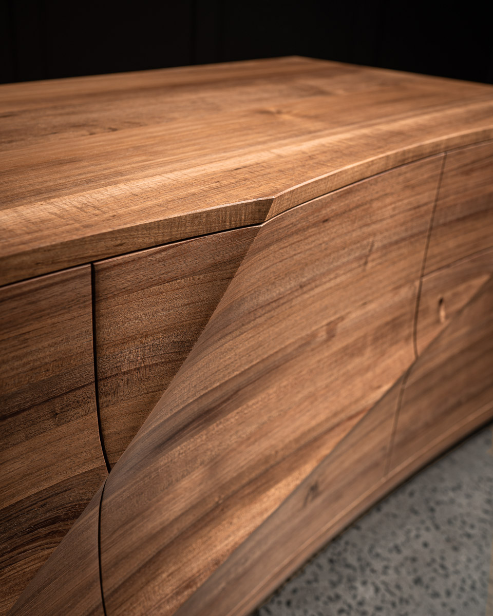 Tasmanian Blackwood Sculpted Cabinet Detail Pedulla Studio